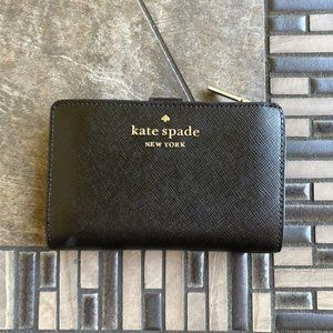 Kate Spade Madison Medium Compact Bifold Wallet Black NWT